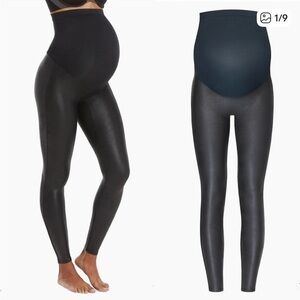 SPANX Faux Leather Mama Maternity Leggings Pants Black L / G